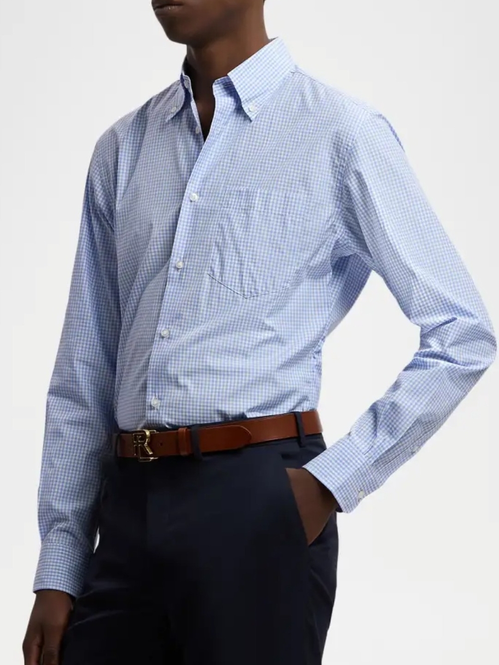 Lauren Ralph Lauren Men's Gingham Button Down Shirt Size 17 34/35 Stretch NWOT